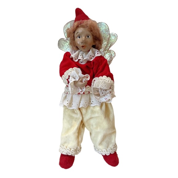 Mark Roberts Christmas Fairy Santa Elf Red Silly Jester Joker Outfit 9" Ornament - Picture 7 of 7